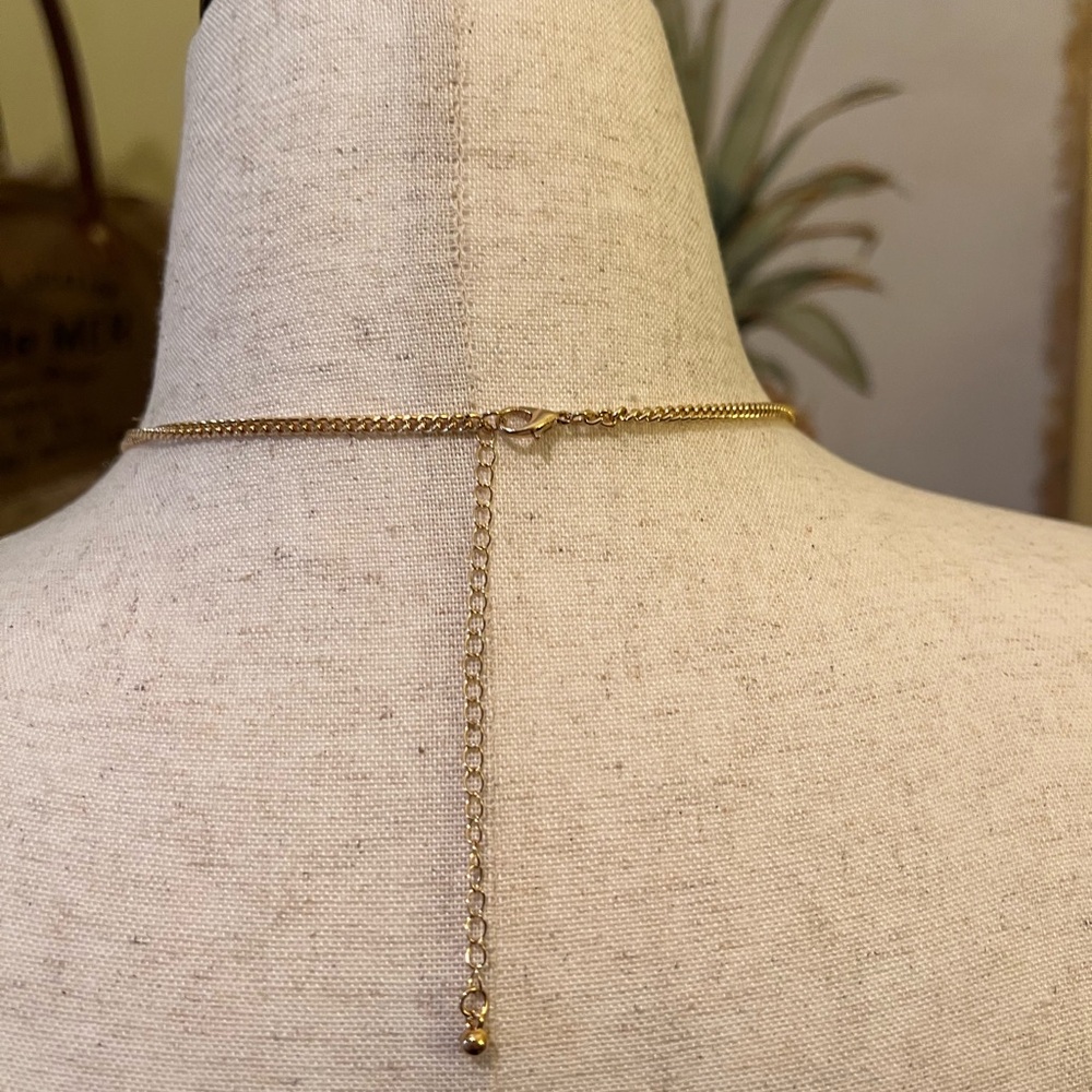 Gold and Silver Pendant Necklace with Intricate Design and 2 Dogs with Crystals - Picture 6 of 6